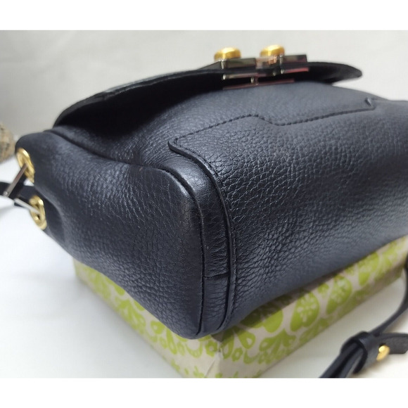 Marc by Marc Jacobs Black Pebbled Leather Pushlock Flap Closure Crossbody Bag - Picture 7 of 16